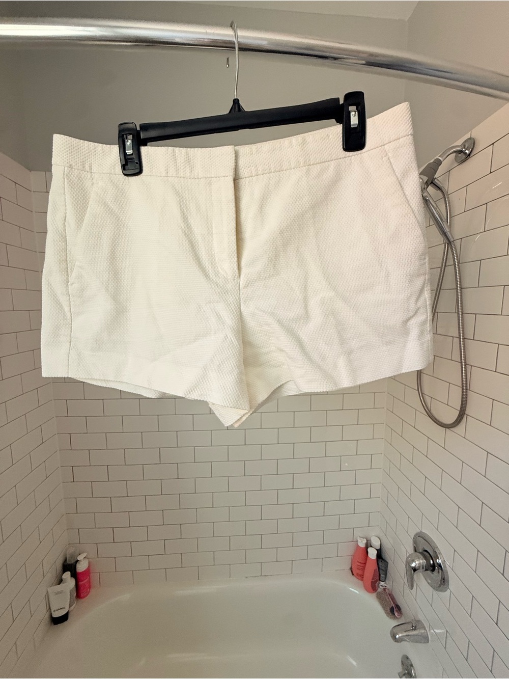 Theory Cream High-Waist Textured Dress Shorts